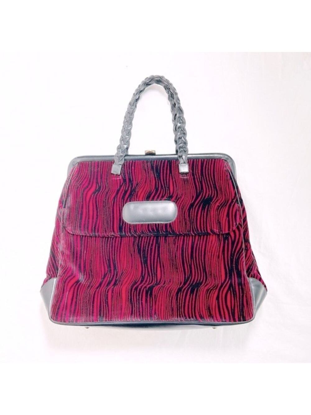 Vintage 1950s Greta Originals Zebra Print Velvet Handbag